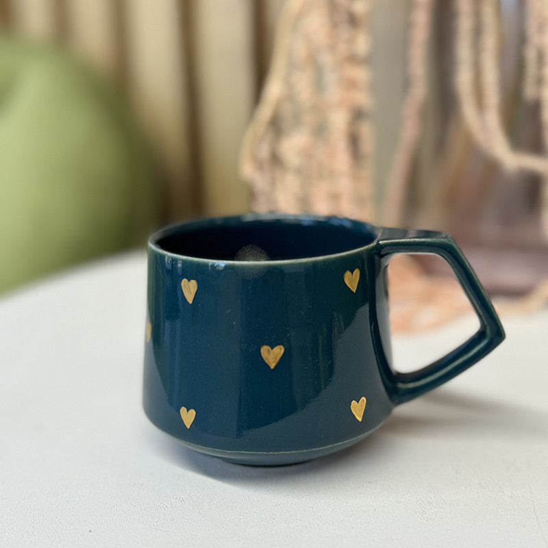 Кружка ручной работы маленькая "Бирюза" с золотом, 200 мл Fabrica